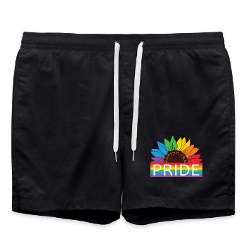 Fierté Tournesol Arc-en-ciel - Short de bain - noir - Devant - AI Model Male 185 light (185cm)