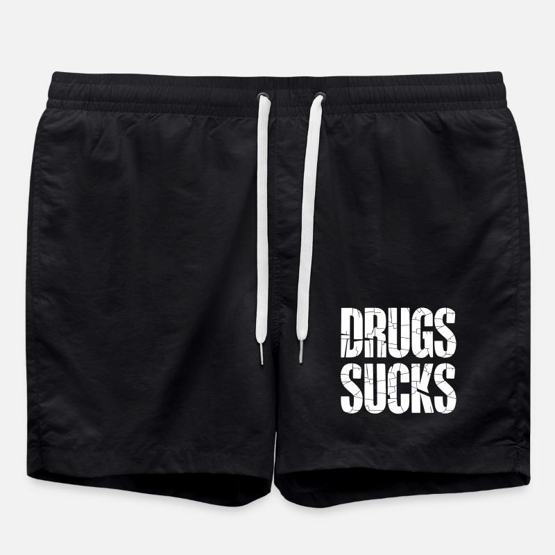 Large Character Anti Drugs Slogan - Swim Trunks - black
