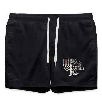 Soyez un Hanoukka léger et heureux - Short de bain - noir - Devant - AI Model Male 185 light (185cm)
