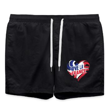 Coeur tricolore Vive La France - Short de bain - noir - Devant - AI Model Male 185 light (185cm)
