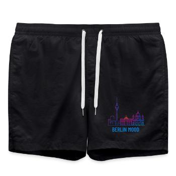 Berlin Mood Neon Skyline - Badeshorts - Schwarz - Vorne - AI Model Male 185 light (185cm)