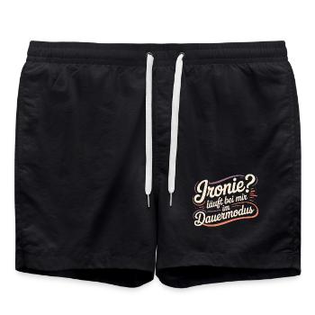 Ironie? Läuft bei mir im Dauermodus - Badeshorts - Schwarz - Vorne - AI Model Male 185 light (185cm)