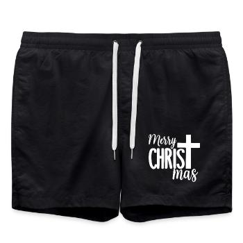Joyeux Noël accentué par la croix de Jésus - Short de bain - noir - Devant - AI Model Male 185 light (185cm)