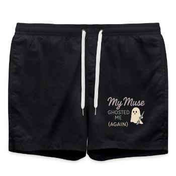 Kreative Denkweise, Künstlerhumor, Mehr Chaos - Badeshorts - Schwarz - Vorne - AI Model Male 185 light (185cm)