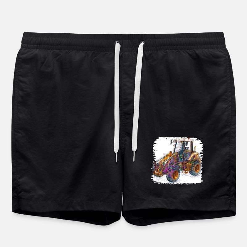 Neon Lines Construction Excavators - Swim Trunks - black