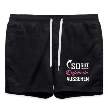 Seule une enseignante de maternelle peut avoir l’air aussi belle - Short de bain - noir - Devant - AI Model Male 185 light (185cm)