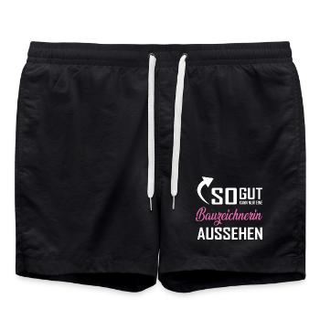 Seule une dessinatrice peut être aussi belle - Short de bain - noir - Devant - AI Model Male 185 light (185cm)