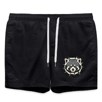 Süßer Roter Panda guckt aus Riss - Badeshorts - Schwarz - Vorne - AI Model Male 185 light (185cm)