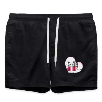 Chat lesbien - Short de bain - noir - Devant - AI Model Male 185 light (185cm)