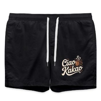 Ciao Kakao Heiße Schokolade Hot Chocolate Tschüss - Badeshorts - Schwarz - Vorne - AI Model Male 185 light (185cm)
