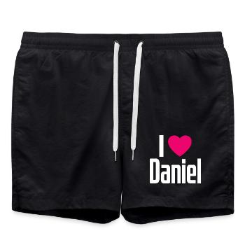 I Love Daniel Pinkes Herz Ich liebe Daniel - Badeshorts - Schwarz - Vorne - AI Model Male 185 light (185cm)