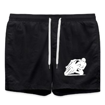 Silhouette minimaliste de moto de course - Short de bain - noir - Devant - AI Model Male 185 light (185cm)