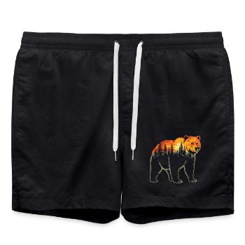 Ours, Forêt, Nature, Nature sauvage, Extérieur, Animal - Short de bain - noir - Devant - AI Model Male 185 light (185cm)