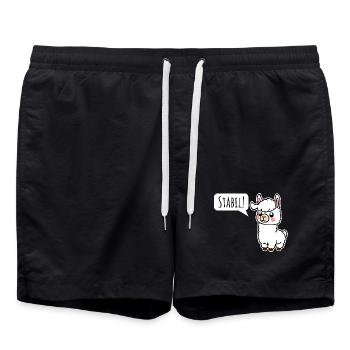 Stay stable! Just like the little llama - Swim Trunks - black - Front - AI Model Male 185 light (185cm)