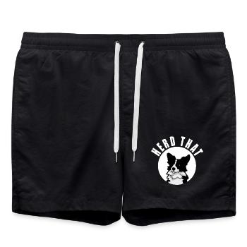 Hüte dieses lustige Geschenk des Border Collie Schäferhundebesitzers - Badeshorts - Schwarz - Vorne - AI Model Male 185 light (185cm)