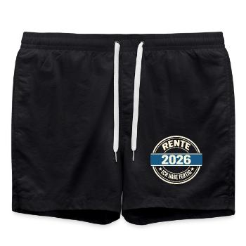 Rentner 2026 Ich Habe Fertig - Süßes Rente Geschen - Badeshorts - Schwarz - Vorne - AI Model Male 185 light (185cm)