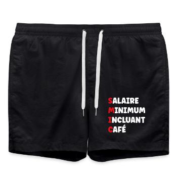 Minimum Wage Including Coffee SMIC - Swim Trunks - black - Front - AI Model Male 185 light (185cm)