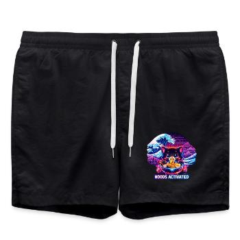 Ramen Nouilles, Amoureux des Chats, Kats Kawaii Rétro - Short de bain - noir - Devant - AI Model Male 185 light (185cm)