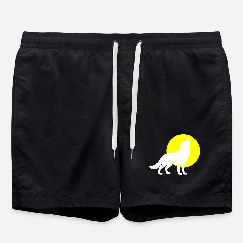 Wolf Silhouette - Swim Trunks - black