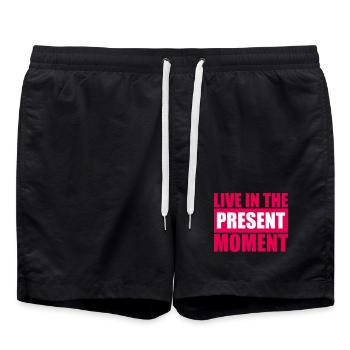 Live In The Moment Mindfulness Presence Awareness - Swim Trunks - black - Front - AI Model Male 185 light (185cm)