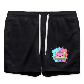 Pastel TV Kawaii Neon - Swim Trunks - black - Front - AI Model Male 185 light (185cm)
