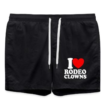 J’adore les clowns de rodéo, les clowns de rodéo cœur rouge - Short de bain - noir - Devant - AI Model Male 185 light (185cm)