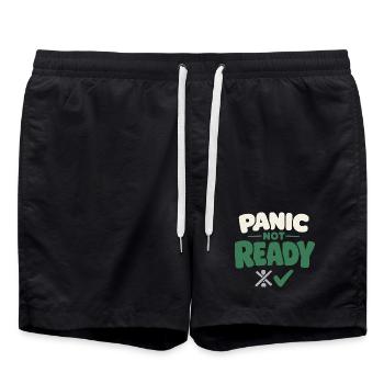 Calmness beats panic, lifestyle, - Swim Trunks - black - Front - AI Model Male 185 light (185cm)