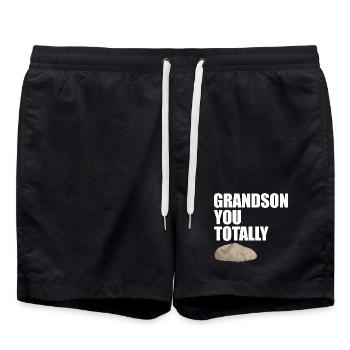 Enkel, du rockst total lustige Wortspiel-Typografie - Badeshorts - Schwarz - Vorne - AI Model Male 185 light (185cm)