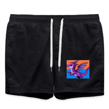 Drache - Badeshorts - Schwarz - Vorne - AI Model Male 185 light (185cm)