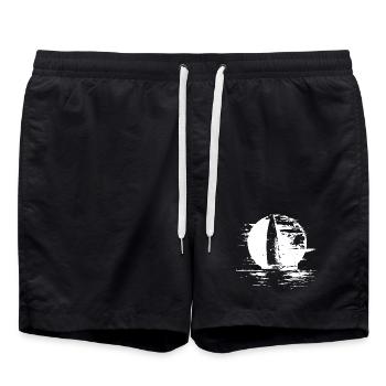 Sailing Sketch - Swim Trunks - black - Front - AI Model Male 185 light (185cm)