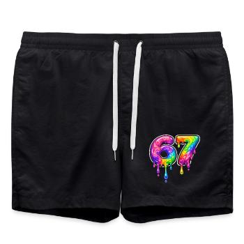 67 Six Meme Seven Alpha Slang - Short de bain - noir - Devant - AI Model Male 185 light (185cm)