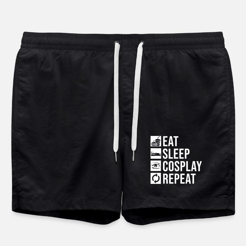 Eat Sleep Cosplay Repeat - Swim Trunks - black