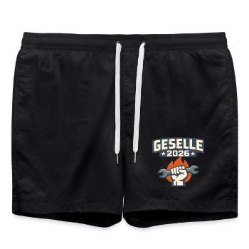 Journeyman 2026 Strength through tools - Swim Trunks - black - Front - AI Model Male 185 light (185cm)
