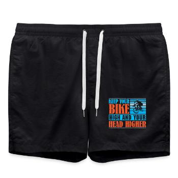Mountainbike Mountain Bike Spruch MTB Downhill - Badeshorts - Schwarz - Vorne - AI Model Male 185 light (185cm)