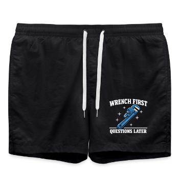 Pipe Whisperer, Plumber, Humor Gift - Swim Trunks - black - Front - AI Model Male 185 light (185cm)