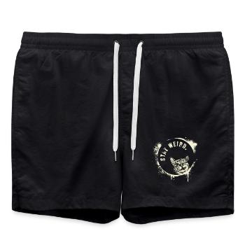 Stay Weird – Effet vintage de chat graffiti - Short de bain - noir - Devant - AI Model Male 185 light (185cm)