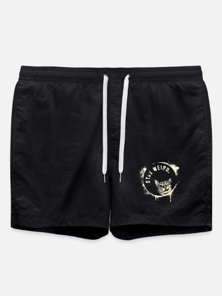 Bliv mærkelig – Graffiti Cat Vintage-effekt - Badeshorts - sort
