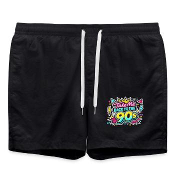 Back to the 90s retro 90er Jahre Outfit 90er - Badeshorts - Schwarz - Vorne - AI Model Male 185 light (185cm)