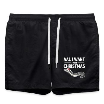 Aal I Want For Christmas – Lustiges Aal Shirt - Badeshorts - Schwarz - Vorne - AI Model Male 185 light (185cm)