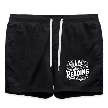 Verrückt vor dem Lesen - Badeshorts - Schwarz - Vorne - AI Model Male 185 light (185cm)