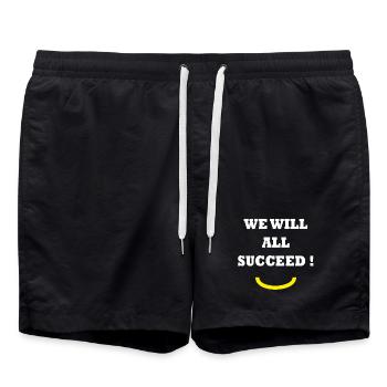 WE WILL ALL SUCCEED! - Swim Trunks - black - Front - AI Model Male 185 light (185cm)