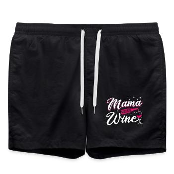 Maman a besoin de vin Art de citation drôle sur la maternité - Short de bain - noir - Devant - AI Model Male 185 light (185cm)