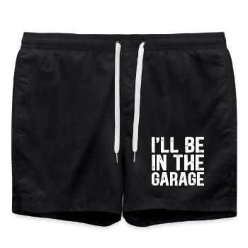 I'LL BE IN THE GARAGE - Swim Trunks - black - Front - AI Model Male 185 light (185cm)