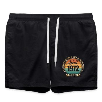 Vintage-Retro-Geburtstagsgeschenk aus dem April 1972 - Badeshorts - Schwarz - Vorne - AI Model Male 185 light (185cm)