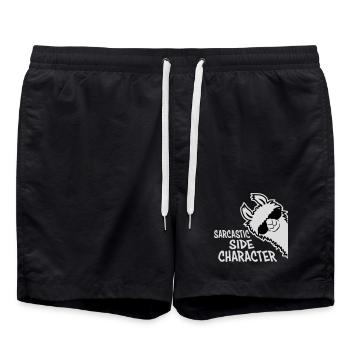 Lama Alpaka Sarcastic Side Character Sarkastisch - Badeshorts - Schwarz - Vorne - AI Model Male 185 light (185cm)