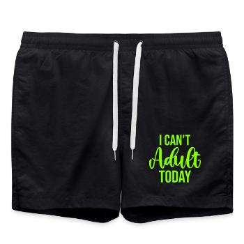 I Can't Adult Today Funny Adult Saying Logo - Swim Trunks - black - Front - AI Model Male 185 light (185cm)