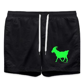 G.O.A.T. Chèvre bouc émissaire néon vert - Short de bain - noir - Devant - AI Model Male 185 light (185cm)