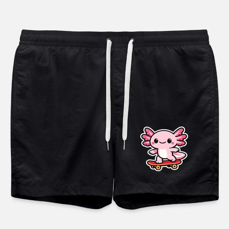 axolotl skateboard - Swim Trunks - black