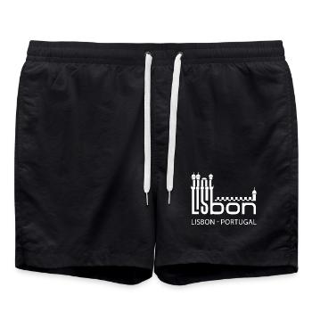 Lissabon, Portugal, Belém-Turm – Portugiesische Touristen - Badeshorts - Schwarz - Vorne - AI Model Male 185 light (185cm)