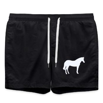 Silhouette du cheval en blanc lait - Short de bain - noir - Devant - AI Model Male 185 light (185cm)